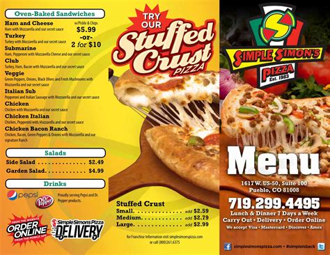 Simple Simon's Pizza menu in Erick, Oklahoma, USA