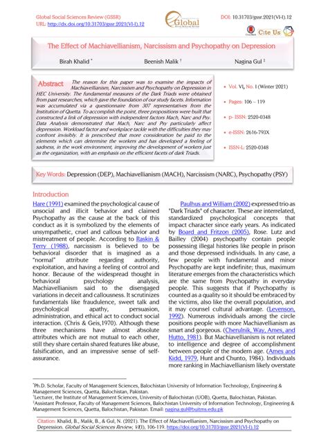 (PDF) The Effect of Machiavellianism, Narcissism and Psychopathy on ...