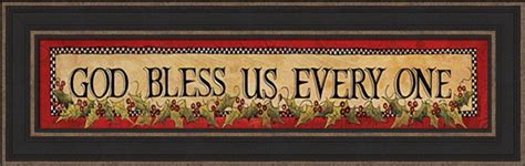 God Bless Us Everyone | God Bless Us Everyone Holiday Christmas Framed Print | Christmas frames ...