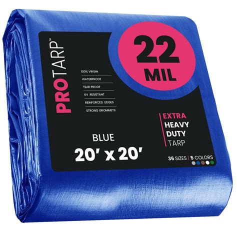 PROTARP 20 ft. x 20 ft. Blue Polyethylene Heavy Duty 22 Mil Tarp ...