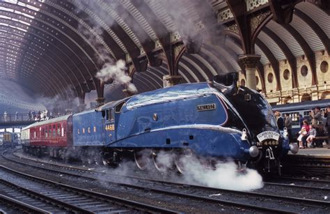 LNER A4 Pacific No. 4468 Mallard waits to depart for Scarborough York ...