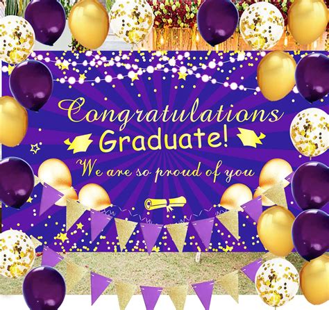 Buy Graduation Party Decorations 2022 Purple Gold/NYU Graduation Party ...