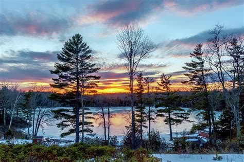 Rindge NH Sunset over pond Photograph by Larry Richardson - Fine Art America