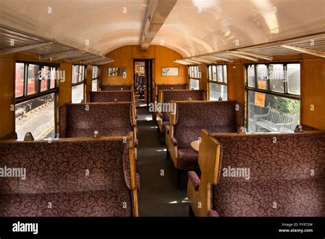 UK, Kent, Tenterden, Kent & East Sussex Railway carriage interior Stock ...