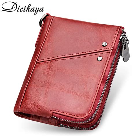 Dicihaya New Double Zipper Women Wallets Genuine Leather Womens Wallets and Purses Coin Purse ...