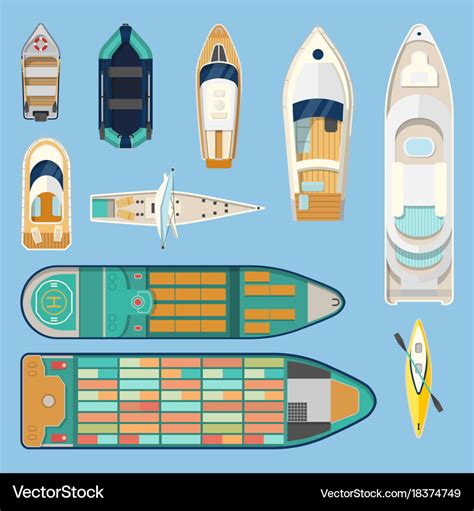 Top view on isolated boats or ships Royalty Free Vector