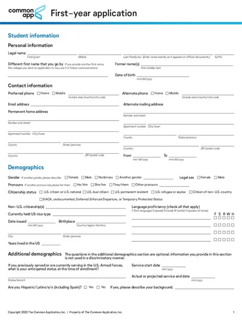 Fillable Online Common App first-year application. Common App's first ...