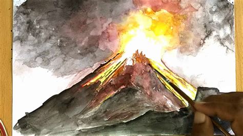 How to Draw a Volcano (painting) - YouTube