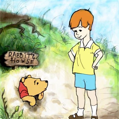 Pooh stuck in the rabbit hole. | Winnie the pooh quotes, Pooh quotes ...