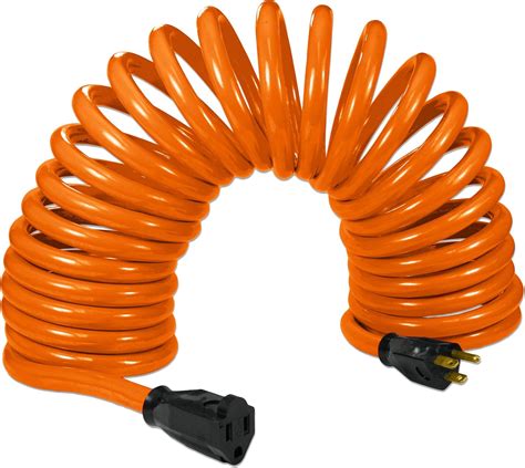 Flexy Coiled Extension Cord Extends 14 in. to 20 ft. - 10 Gauge - 20 Amps, Extension Cords ...