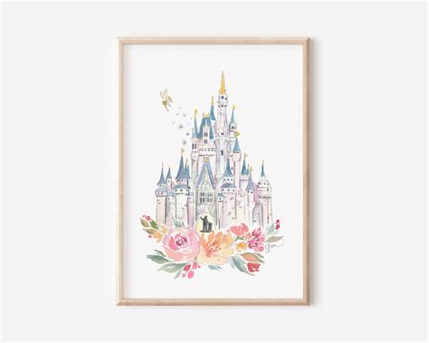 Disney World Print, Watercolor Print Disney Castle, Princess Castle ...