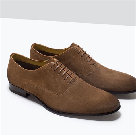 Zara Suede Oxford Shoes in Brown for Men | Lyst