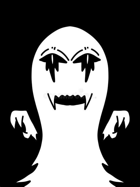 Black and White of Cute Ghost Cartoon Stock Illustration - Illustration of head, horror: 258931524