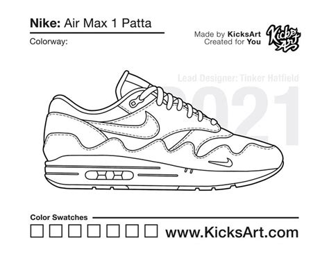 Nike Air Max 1 Sneaker Coloring Pages - Created by KicksArt | Air max, Air max 90, Nike air max