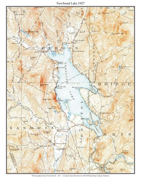 Newfound Lake 1927 Old Topographic Map by USGS Custom