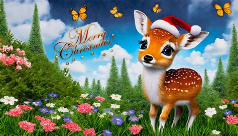 Merry Christmas, Deer, Greeting Card Free Stock Photo - Public Domain Pictures