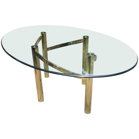 Glamorous Mid-Century Modern Brass Dining Table Base with Large Oval ...