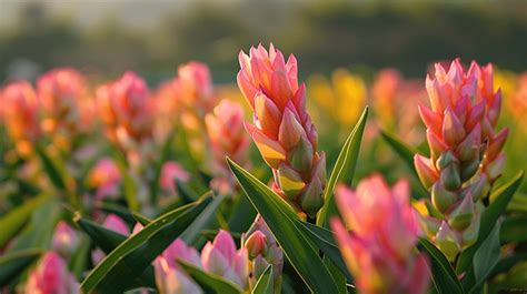 Siam Tulip Field Curcuma Alismatifolia Flower Background, Curcuma ...