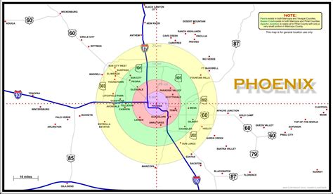 Map of Phoenix area - Map of the Phoenix area (Arizona - USA)