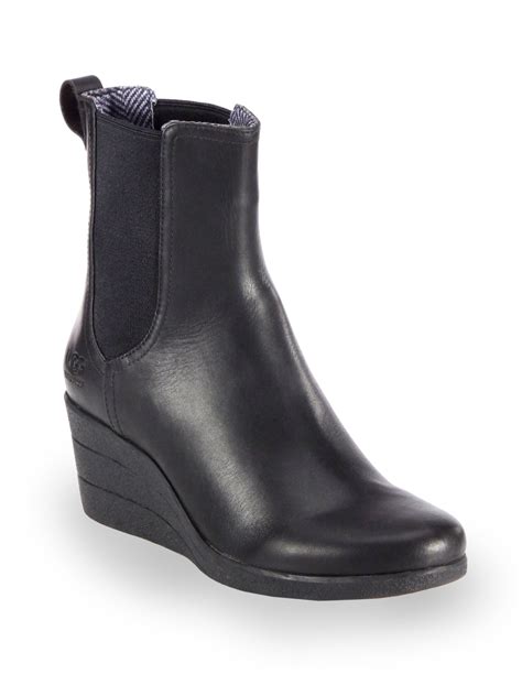 Lyst - Ugg Dupre Leather Wedge Ankle Boots in Black