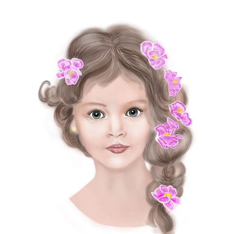 Drawing girl with flowers in her hair in Sketchbook Drawing by Svetlana ...