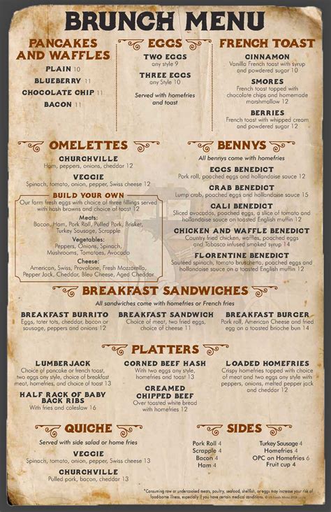 Churchville Inn Brunch Menu Food - The Churchville Inn