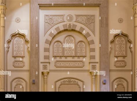 SHARJAH, UAE - DECEMBER 04, 2017: Interior of Al Noor Mosque in Sharjah ...