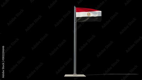 Egypt flag on a flagpole in full growth waving in the wind. You can cut ...