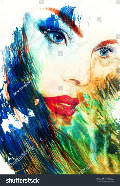 Woman Face Abstract Watercolor Illustration Stock Illustration ...