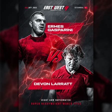 East vs West 9 Ermes Gasparini vs Devon Larratt Signed Poster - East vs West Armwrestling