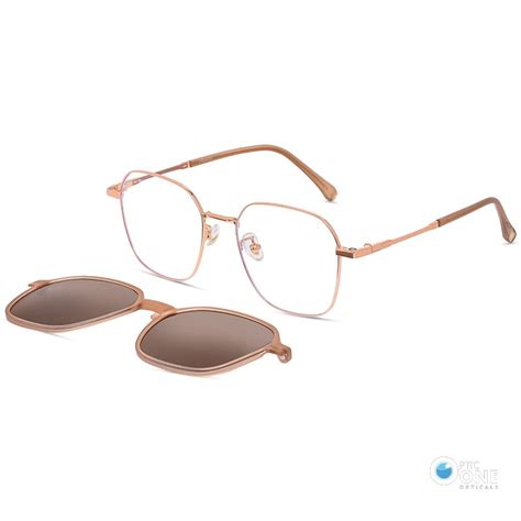 Stylish Square Metal Frame with Clip-On Sunglasses | Rosegold Frame ...