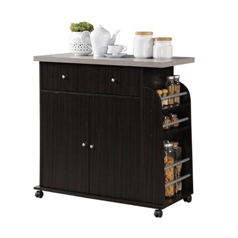 Hodedah Portable Kitchen Cart with Spice Rack - Walmart.com - Walmart.com