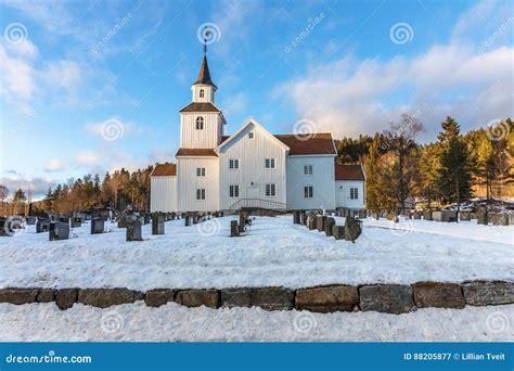 Church in Winter with Snow and Blue Sky in Iveland Norway Stock Image - Image of faith ...