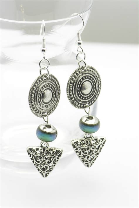 Silver Scroll Earrings | Mood Bead Earrings - Black Brook Shop