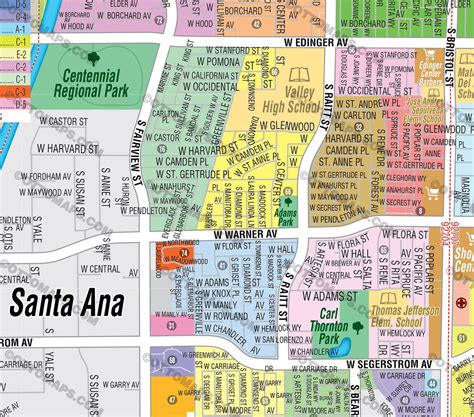 Santa Ana Map SOUTH, Orange County, CA – Otto Maps