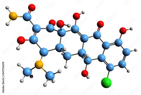 3D image of Demeclocycline skeletal formula - molecular chemical ...