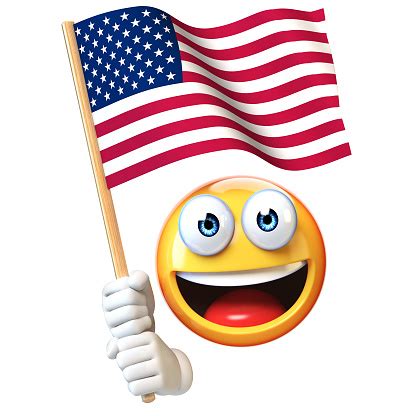 Emoji Holding Us Flag Emoticon Waving National Flag Of United States Of America 3d Rendering ...