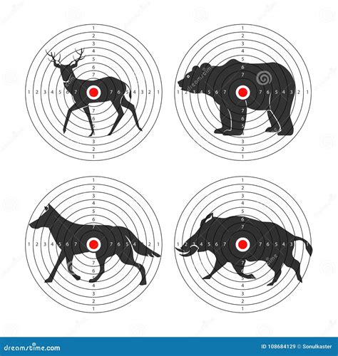 Hunting Animal Targets Vector Icons Template for Hunt Training Stock Vector - Illustration of ...