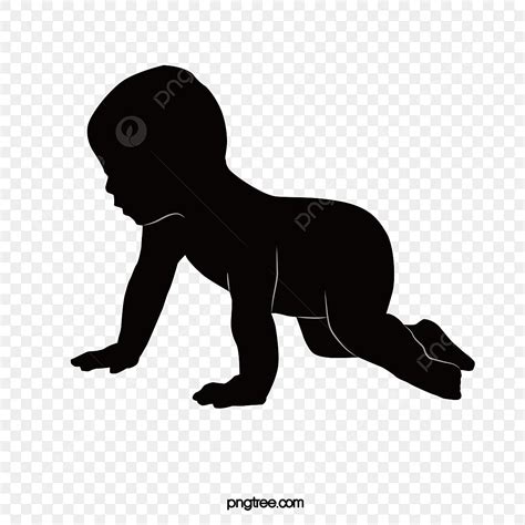 Baby Crawling Silhouette Transparent Background, Black Crawling Silhouette Of Baby, Silhouette ...