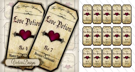 Printable Love Potion Labels by VectoriaDesigns on DeviantArt