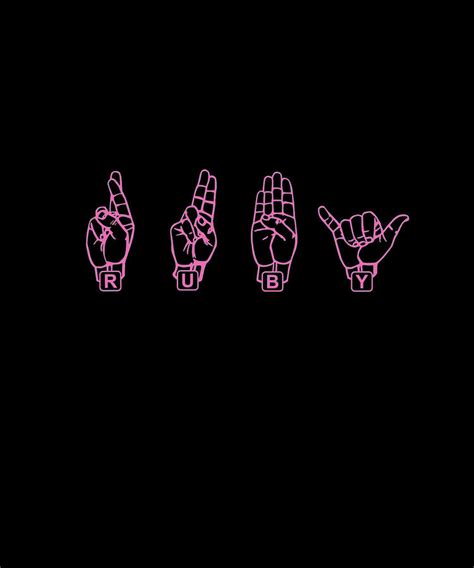 American sign language Ruby name gift hand signs Digital Art by Norman W