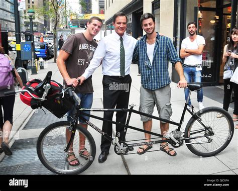 Tim DeKay posing with fans on the set of the TV show 'White Collar' shooting on location in ...