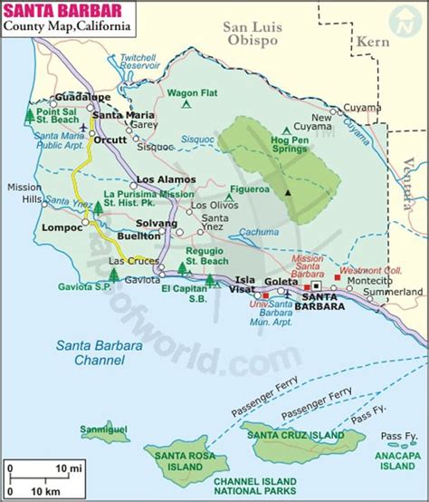 Santa Barbara County Map, Map of Santa Barbara County, California