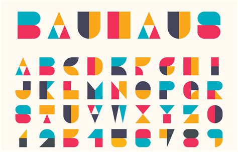 Bauhaus alphabet stylized vector, geometric typeface flat design 25276117 Vector Art at Vecteezy