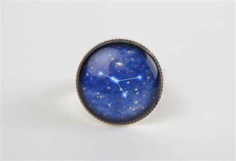 BUY Handmade metal ring with round glass top of blue color Cancer zodiac sign 1198436681 ...