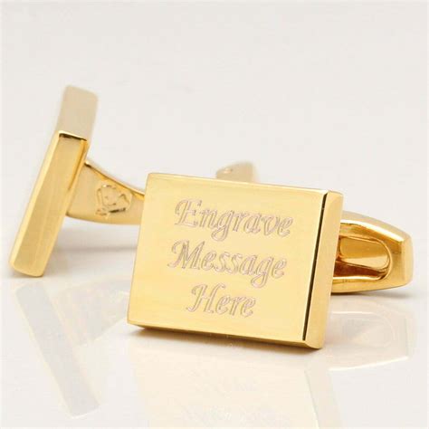 Engraved Cufflinks, Gold Plated Rectangle by Badger & Brown. Free P ...