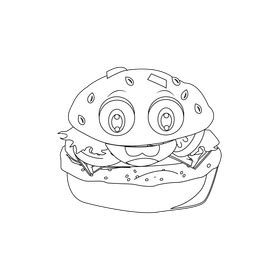 Cartoon hamburger black and white clipart free download