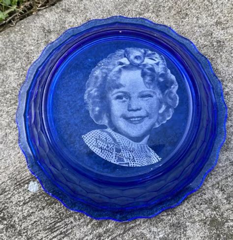 VINTAGE SHIRLEY TEMPLE 1930s Cobalt Blue Glass Cereal Bowl Dish Hazel ...