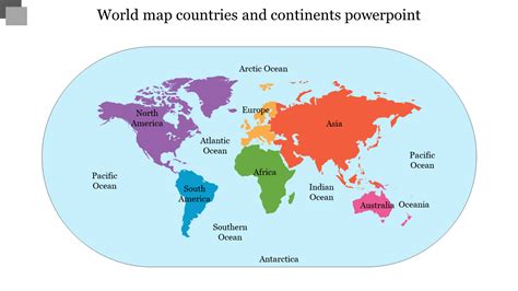 World Map With Continents And Oceans For Kids