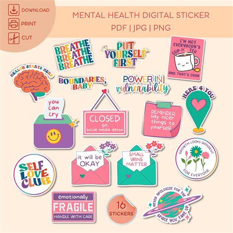 Mental Health Stickers, Digital Mental Health Sticker, Self-care ...